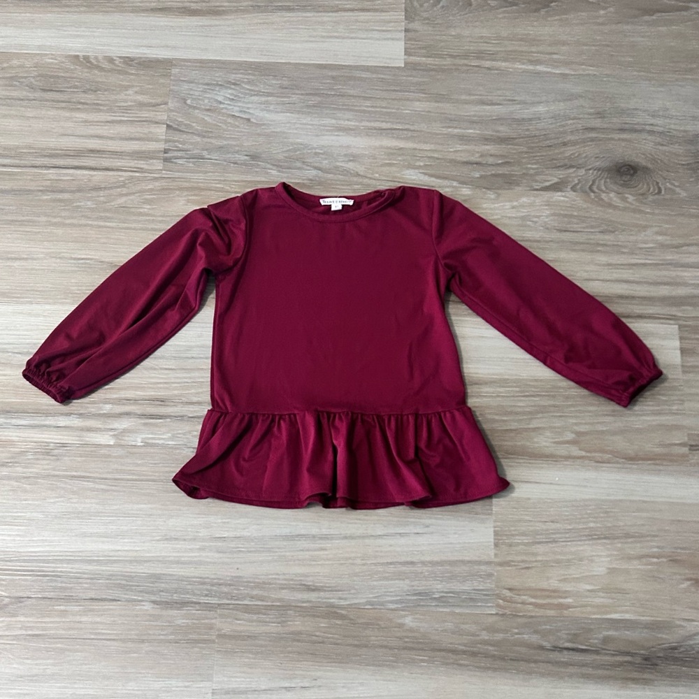 Crown of Hearts | Burgundy Kids Peplum Top